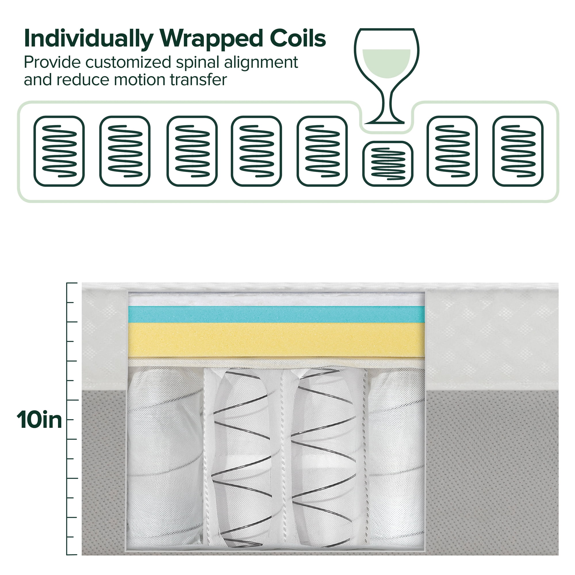 Zinus Cooling Airflow 10" Hybrid Mattress in a Box, Adult, Twin