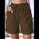 thumbnail image 5 of Pantalones Cortos Casuales Omen con Cordón Ajustable, Cintura Elástica Cómoda, Pantalones Cortos de Verano con Bolsillos, Color Café, L, 5 of 7