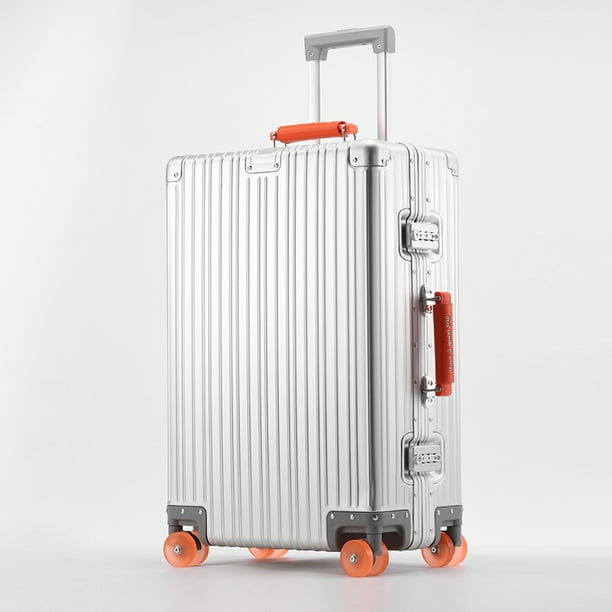 Maleta de aleación de aluminio y magnesio, equipaje con contraseña de gran capacidad, cubierta de carrito de negocios con rueda rodante transparente infundida