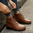 thumbnail image 4 of Yellow Women Comfortable Winter Boots With Front Lace Up And Flat Sole For Casual, 4 of 9