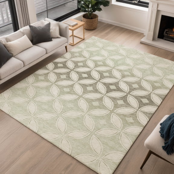 Addison Rugs Chantille Indoor/Outdoor Transitional Geometric Beige Machine Washable Rectangle Rug, 10' x 14'