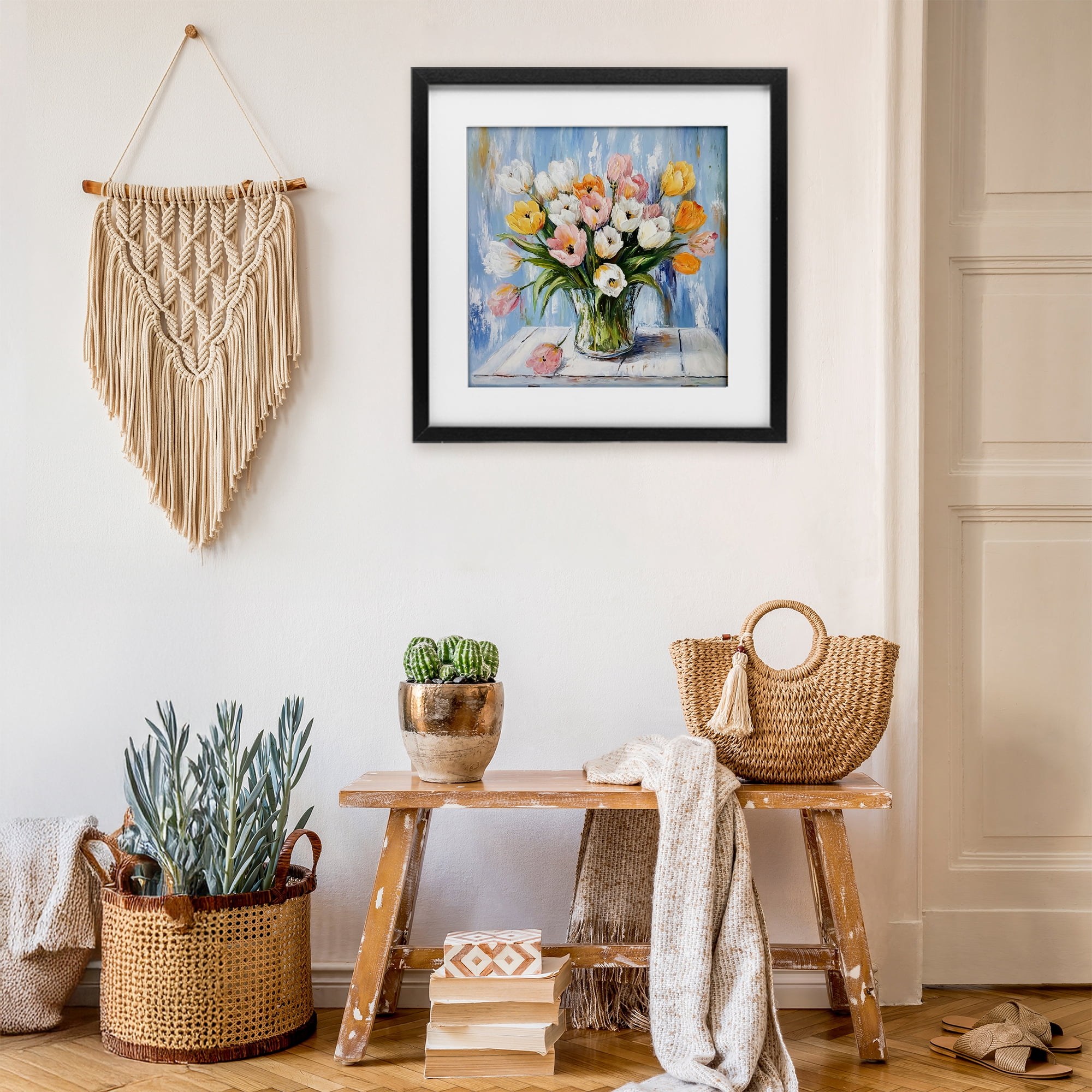 Stupell Industries Her Cottage Garden Tulips Black Framed Print Under Glass, design by Tina LeCour