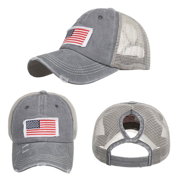 Memorial Day Mens Trucker Cap Us Flag Patch Washed Vintage Mesh Back Breathable Patriotic Casual Hats