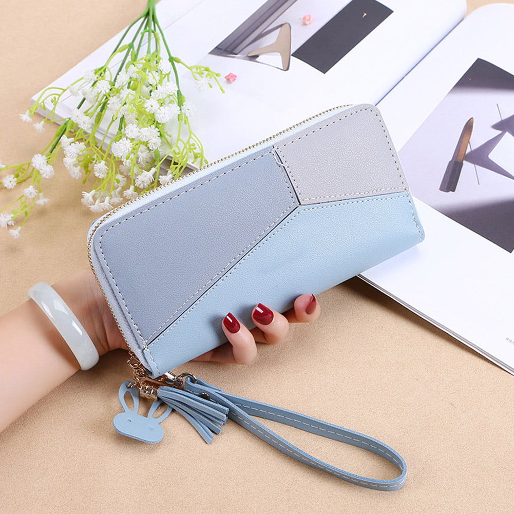  Cartoon Blue Sea Wave Women'S Long Wallet, Zipper Wallet,  Multi-Card Organizer, 7.48 X 4.13 Inches (Approx. 19 X 10.5 Cm) : Clothing,  Shoes & Jewelry