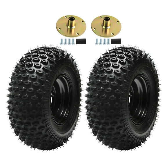2pcs 7 inch Wheel 16x8x7 16x8-7 Wheel Tire and Rim 4 Stud 110mm 4Ply Tubeless Wheel   Rear Axle Hubs for Lawn Mowers Mini Bike ATV UTV Quad Buggy Go Kart Tire Wheel Four Wheelers (23T Gold)