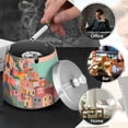 thumbnail image 4 of Yayeee Ashtray with Lid for Cigarette Smokeless Stainless Steel Home Ash Holder, Cityscape Painting, 4 of 7