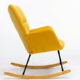 thumbnail image 4 of Modern Rocking Chair Velvet Upholstered Glider Rocker Rocking Accent Chair Padded Seat with High Backrest Armchair Comfy Side Chair for Living Room Bedroom Offices Yellow, 4 of 8