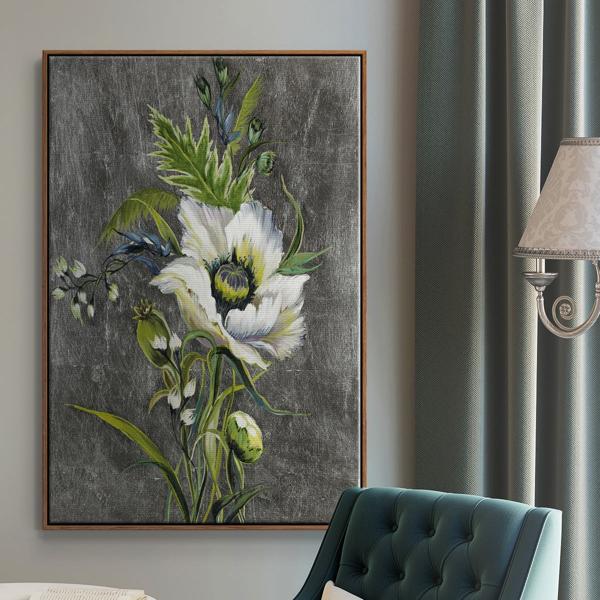 Sunny Sunday II Framed Premium Gallery Wrapped Canvas - Ready to Hang - 27 x 41 - Walnut Floating Frame