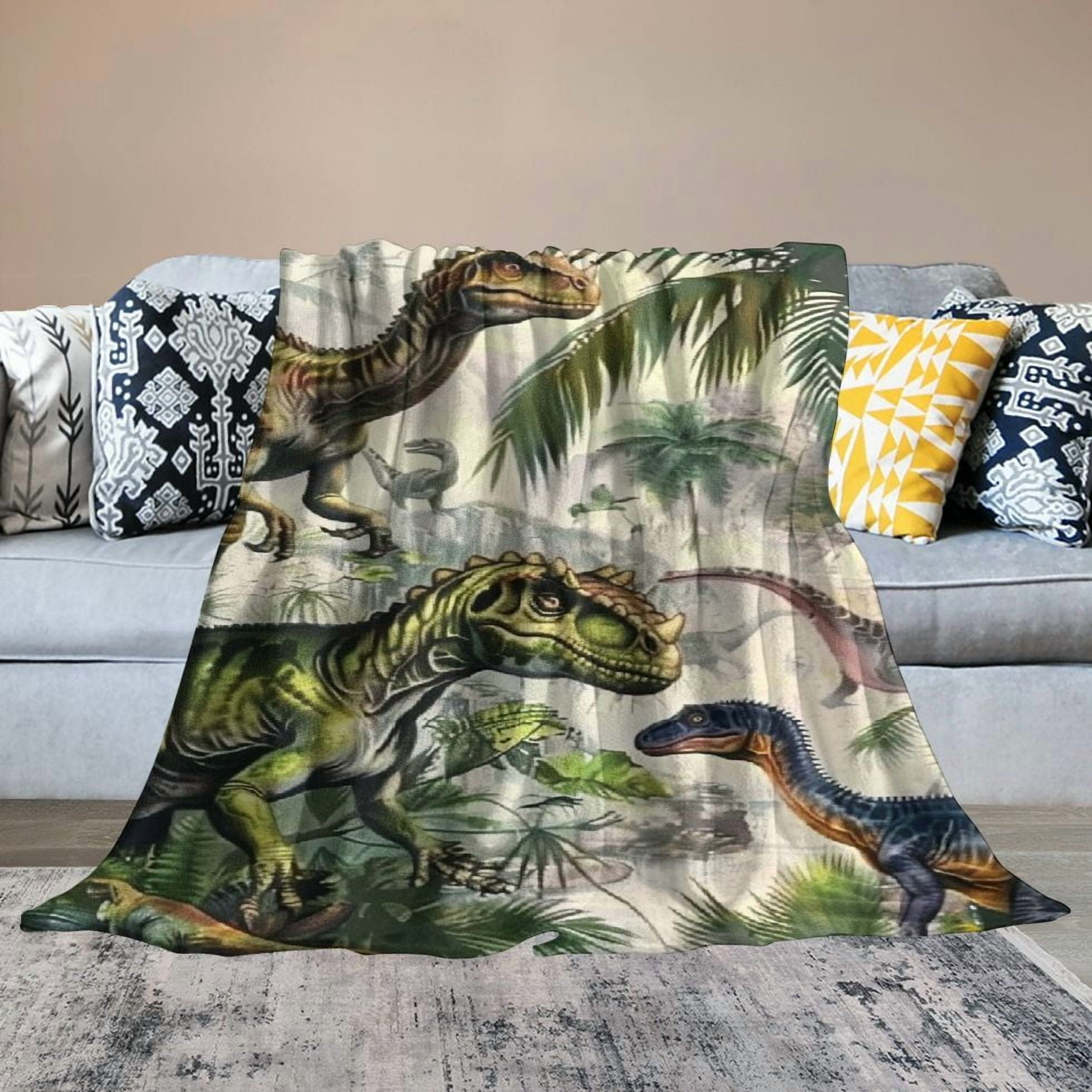 Creowell Dinosaur Throw Blanket for Boys, Cozy Dinosaur Theme Fuzzy Flannel Blanket Dino Gift for Kids, Dinosaur Blanket for Toddler Sofa Bed Couch Decor 50x60in