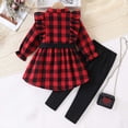thumbnail image 4 of BLVB Baby Girls Clothing Set Ruffle Long Sleeve Button down Shirts Leggings Toddler 2 Piece Outfits(Red,5-6 Years), 4 of 9