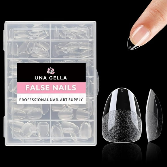 EIGTHTAIL Extra Short Almond Nail Tips Full Cover 504PCS Gel x Nail Tips Short Almond Shaped Nails Tips Soft Gelly Gel Clear Fake Nails Tip for Acrylic Nail Tip Soak Off Home DIY Salon Na