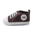 thumbnail image 4 of Quealent Unisex Baby Boys Girls High Top Sneaker Soft Anti-Slip Sole Newborn Infant First Walkers Canvas Denim Shoes Coffee for Size 3.5, 4 of 9
