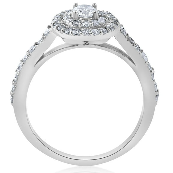 Edge Jewel 1.01 Ct Round Cut Diamond Ring for Women's - 14K White Gold Plated Rings For Women - Halo Wedding Proposal Anniversary Ring for Her - Diamond Engagement Ring Clearance for Women's
