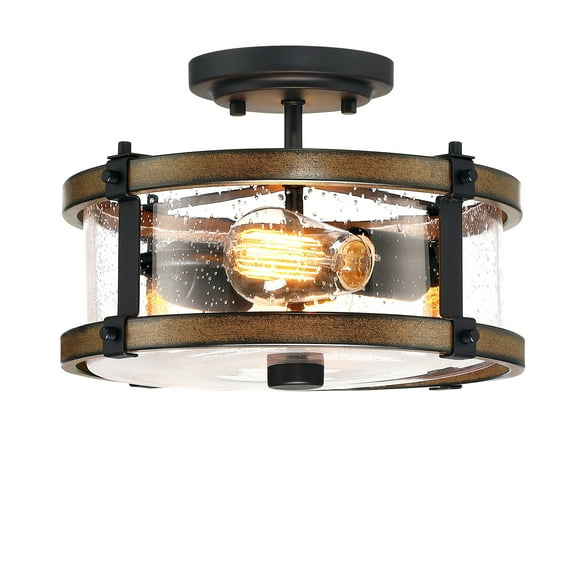 12.2" Farmhouse Kitchen Light Fixture Semi Flush Mount Ceiling Light for Hallway, Living Room, Bedroom 2-Light
