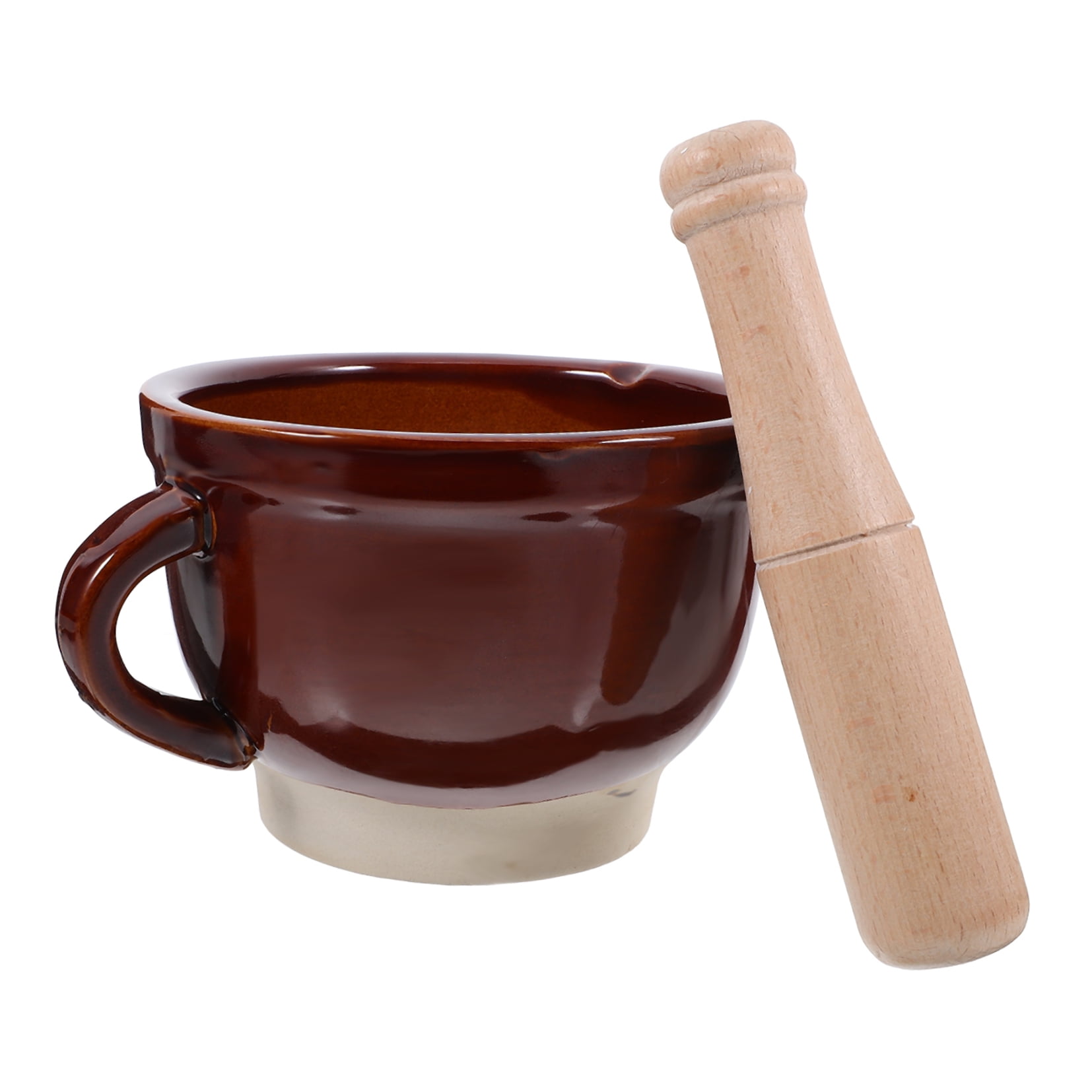 FRCOLOR  Mashed Garlic Bowl Formula Mixer Handles Butter Churner Brown