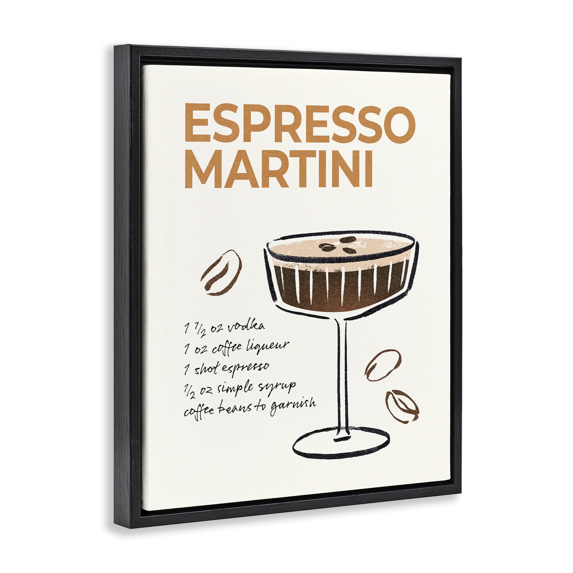 Stupell Industries Espresso Martini Recipe Food & Beverage Painting Black Floater Framed Canvas Art Print Wall Art, 25 x 31