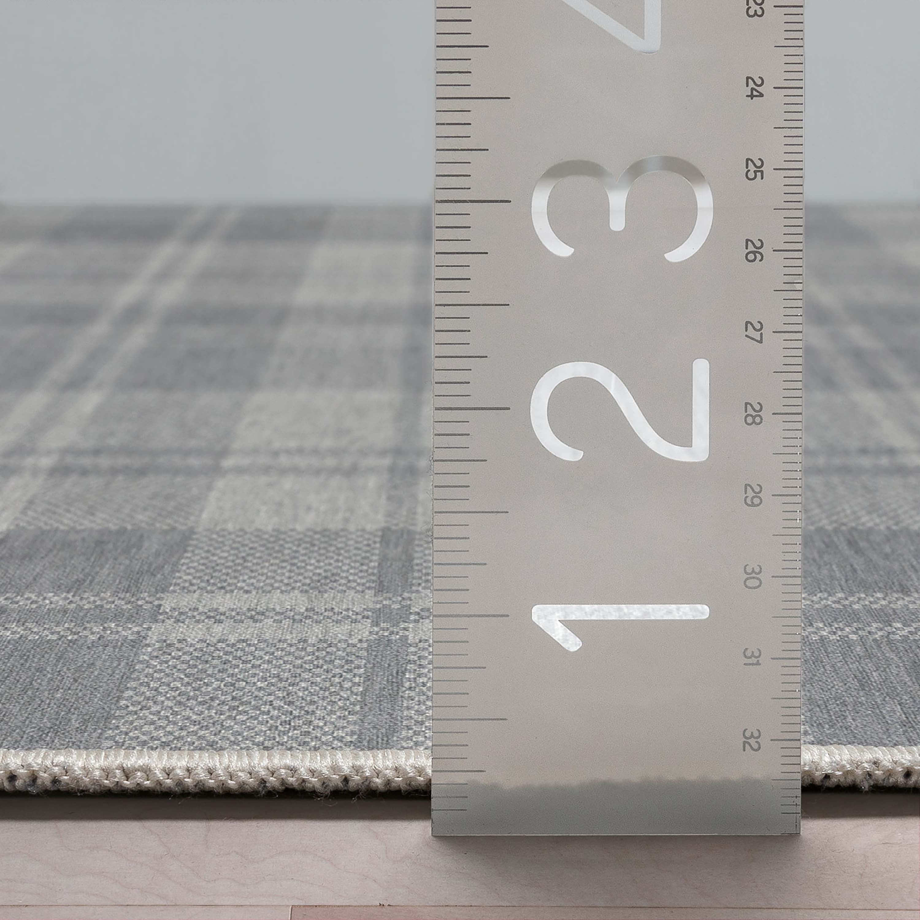 Well Woven Apollo Plaid Modern Light Grey Flat Pile Easy to Clean 7'7" x 9'10" Area Rug for Living Room Dining Room Bedroom and Kitchen