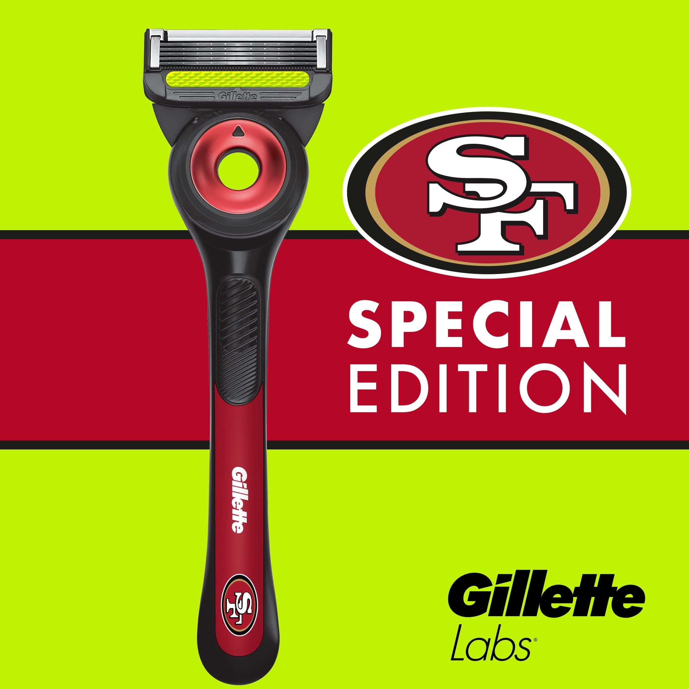 Gillette Labs Official 49ers Licensed Razor for Men, Perfect for Game Day Grooming, Gillette Labs with Exfoliating Bar, 1 Handle, 1 Blade Refill