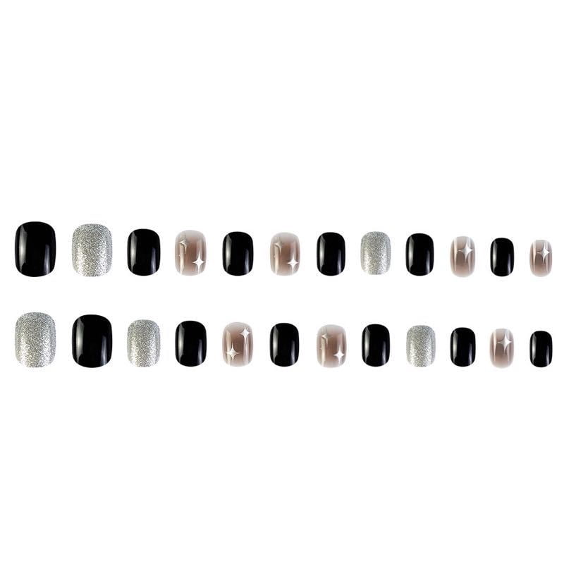 Cross-border hot sale square fake nails flash fashion cat eye nude wearing nail removable fake nail finished product wholesale