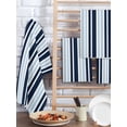 thumbnail image 2 of Navy Blue Kitchen Dish Towels for Drying Dishes Set of 2, Modern White Geometric Vertical Stripes Waffle Weave Microfiber Hand Tea Bathroom Towels Quick Dry & Absorbent Towel 15.7x23.6, 2 of 7