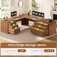 thumbnail image 3 of Fluted 78.7" L Shaped Computer Desk with 6 Drawers, Corner Office Desk, 3 of 9