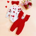 thumbnail image 2 of Cdudpw Baby Girls Clothes Long Sleeve Romper Floral One Piece Jumpsuit Newborn Girls Headband Set Outfit(Z155-Red), 2 of 3