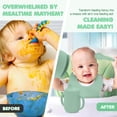 thumbnail image 6 of Sili Monster Baby Silicone Feeding Set with Spill-Proof Sippy Cup - Suction Plate, Suction Bowl, Utensils, Bib, Snack Cup (Sage Green), 6 of 7