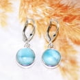 thumbnail image 3 of Boucles d'Oreilles en Argent Sterling 925 Forme Ronde Larimar, 3 of 4