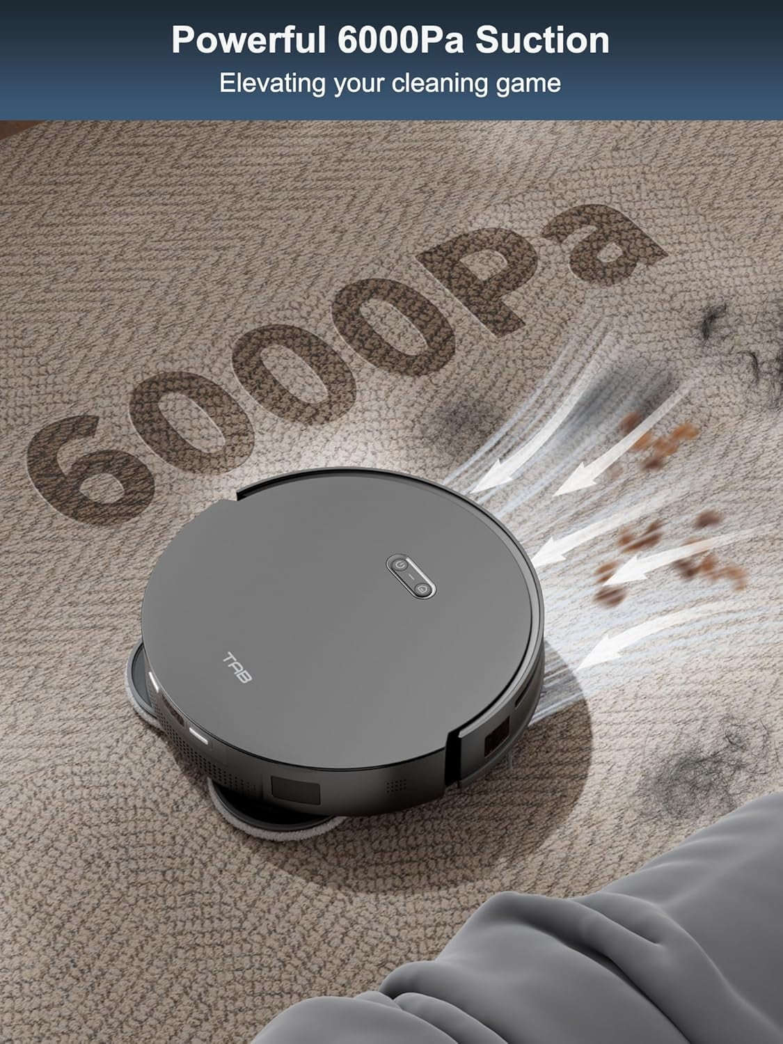 TAB Fairy10 Robot Vacuum and Mop Combo with 6000 Pa Suction, Hidden LiDAR Navigation, Self Drying, Auto Empty & Refill, 15mm Auto Lift Dual Mops, Auto Mop Washing, Obstacle Avoidance, Self Cleaning