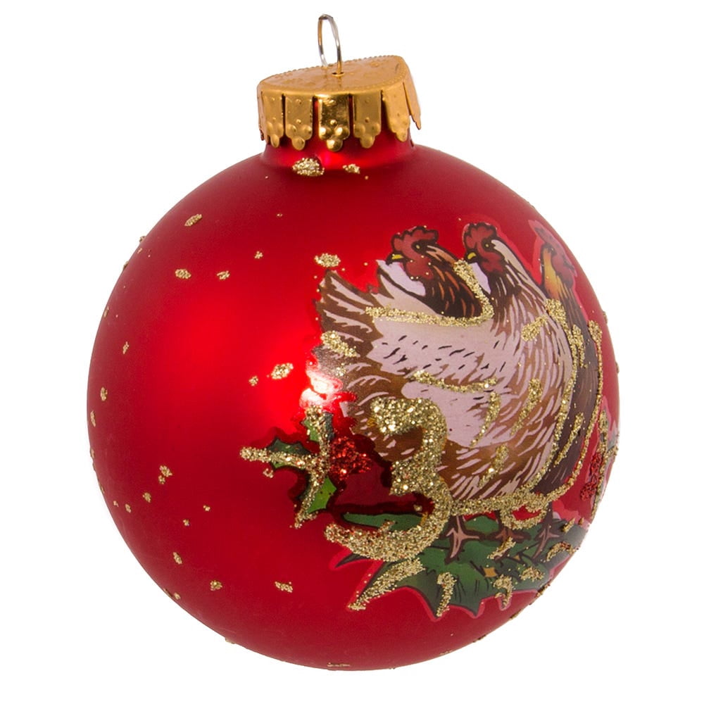 Kurt Adler 12-Piece 12-Days of Christmas Decorative Glass Balls Set, 65mm