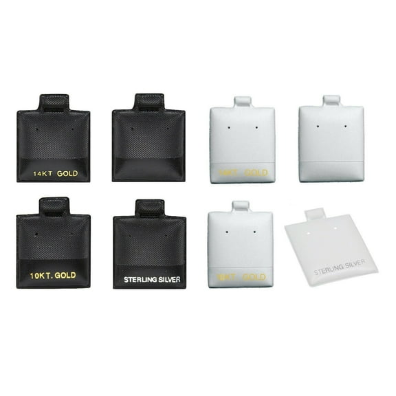 White 14KT Imprinted 1.5" x 1.75" Earring Display Puff'ed Cards 100-Pcs