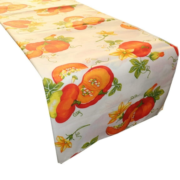 Cotton Print Table Runner Fruits Pumpkins Slices