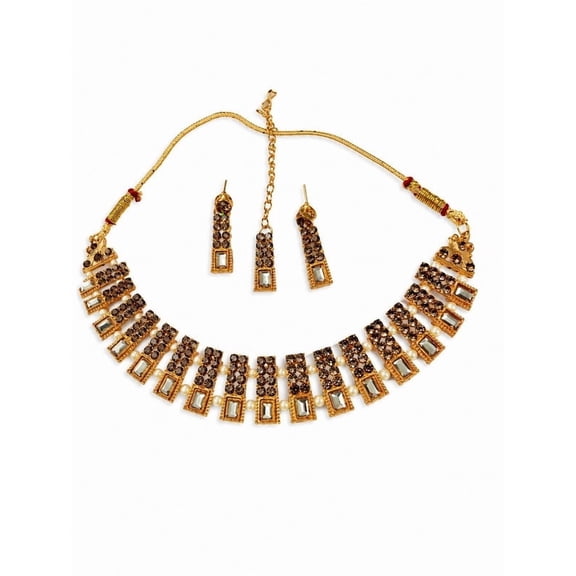 RK Art Jewelry - - Crystal Statement Jewelry Set with Pearl Accents – Necklace and Matching Drop Earrings for Women