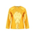 thumbnail image 2 of JanJean Kids Girls Shiny Metallic Dance Shirts Long Sleeve Sparkle T Shirt Hip Hop Jazz Tops Pullover Gold 100, 2 of 7