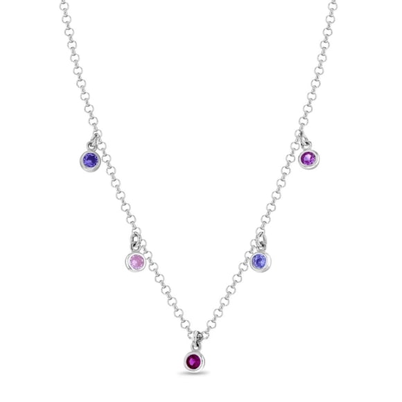 Mesmerize Your Little Girl with TheJewelryHut Designer Children MultiColor CZ in Sterling Silver Necklace