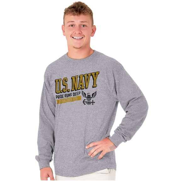 US Navy Pride Runs Deep Est 1775 Long Sleeve TShirt Men Women Brisco Brands S