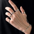 thumbnail image 5 of Pulsera punk Cadena de dedo Pulsera de arnés de plata 5 Anillos de dedo abiertos Pulsera de cadena esclava de muñeca Hip Hop TUNC Sencillez, 5 of 5