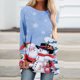 thumbnail image 1 of Puntoco Mujer Moda Suelta Manga Larga Cuello Redondo Blusa Navidad Impresión Camiseta tops Puntoco Puntoco-3240, 1 of 5