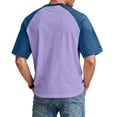 thumbnail image 5 of Dresfit Golf Shirts Mens Crewneck Baseball Shirts Patchwork Short Sleeve Raglan Denim Shirt Summer 2026 Big and Tall Relaxed Fit Cotton Vintage T Shirts Light Purple L, 5 of 6