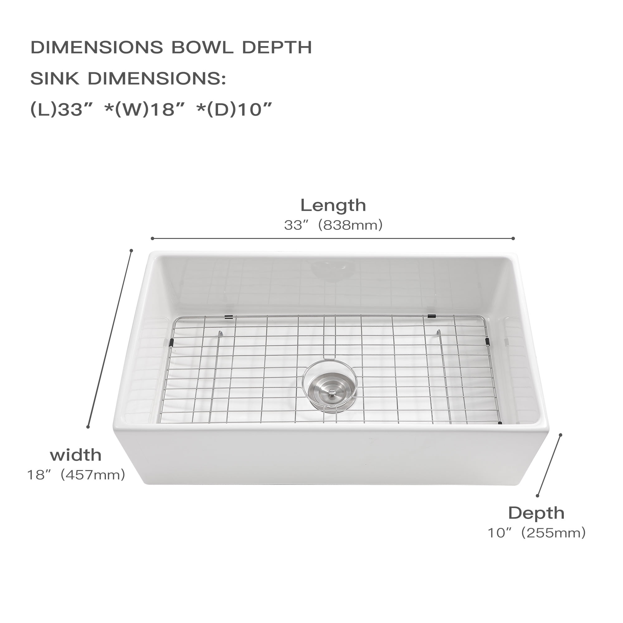 Farmhouse Sink Mocoloo 36" White Kitchen Fireclay Ceramic Porcelain Single Bowl Farmer Sink