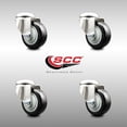 thumbnail image 2 of 3.5 Inch 316SS Black Polyurethane Wheel Swivel Bolt Hole Caster Set SCC, 2 of 2