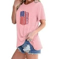 thumbnail image 1 of Pntutb Hauts Tendance pour Femmes Liquidation T-Shirt à Manches Courtes à Col Rond Imprimé Drapeau pour Femmes Choix Éclair, 1 of 4