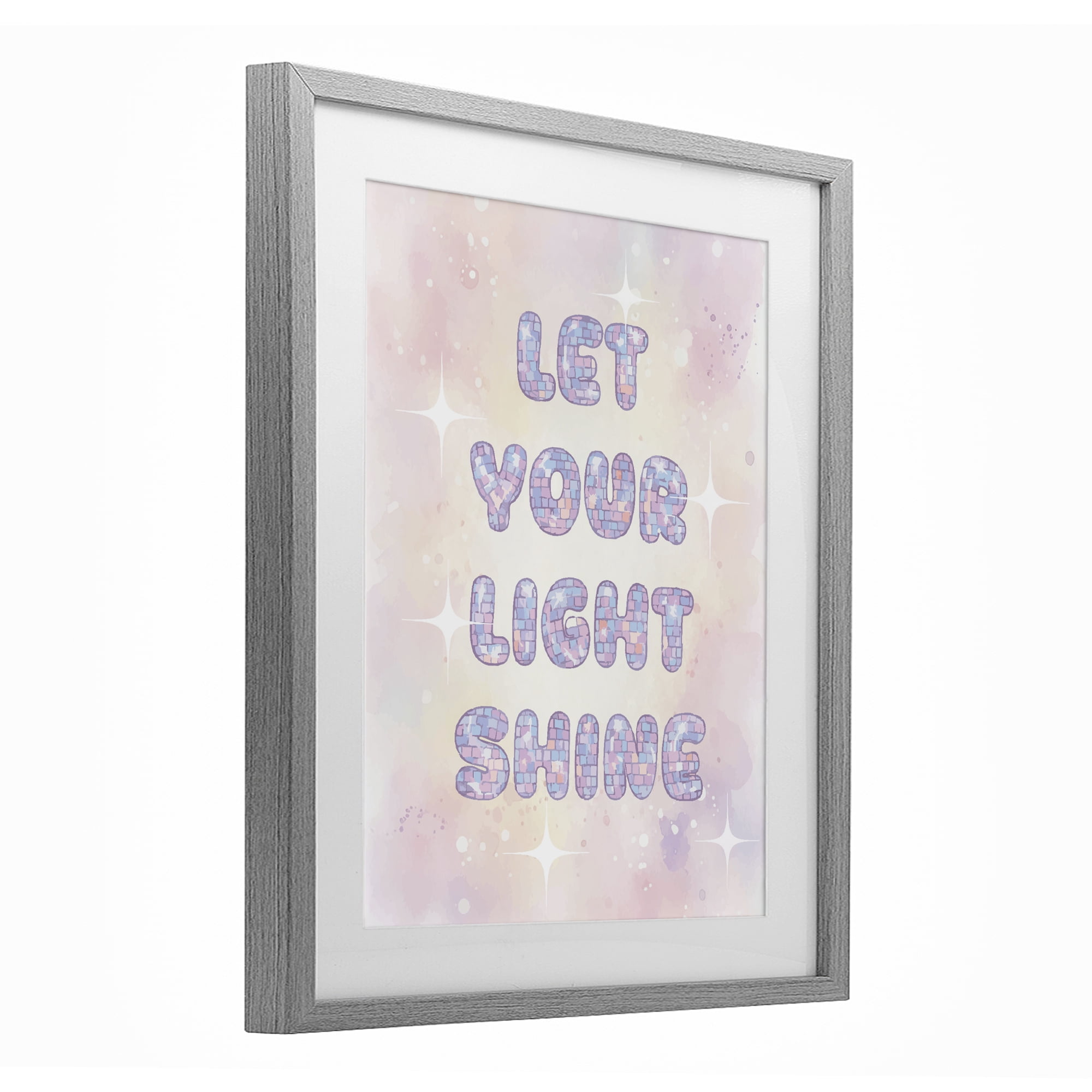 Stupell Industries Let Your Light Shine Pastels Gray Framed Print Under Glass, design by Lil' Rue
