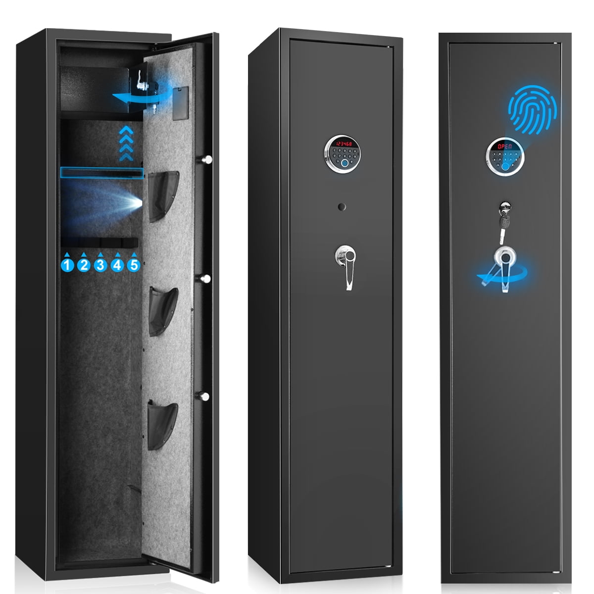 Blacksmith Biometric 5 Gun Safes, Large Fingerprint Gun for 5
