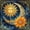 Sun Moon 04, variant on Homewish Sun Moon Stars Bed Sheets, Hippie Galaxy Full Size Sheets, 4pcs, 1 Flat Sheet, 1 Fitted Sheet and 2 Pillowcases