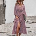 thumbnail image 1 of Vestido Largo Fluido Con Estampado De Flores, Vestido Largo Suave Y Transpirable Con Cintura Anudada Para La Oficina Para Mujer OTVIAP L rojo, 1 of 7