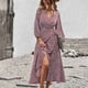 thumbnail image 3 of Vestido largo fluido con estampado de flores LYUMO Cuello en V Mangas Largas Para mujer, 3 of 7