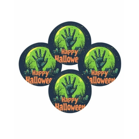 Halloween Round Placemats Set of 4 Spooky Zombie Hand Place Mats Washable Woven Placemat Tombstones Creepy Cemetery Circle Braided Table Mat for Kitchen Dining Table Holiday Party Home Decor 15 Inch