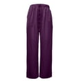 thumbnail image 4 of ManxiVoo Satin Wide Leg Pants for Women Fluid Draping Trousers Effortless Dressy Pants for Evening and Special Occasions L Size Purple, 4 of 4
