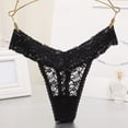 thumbnail image 2 of zuwimk G String Thongs For Women,Womens Thong Cotton Lace T Back Panties Underwear Black,M, 2 of 3